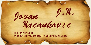 Jovan Macanković vizit kartica